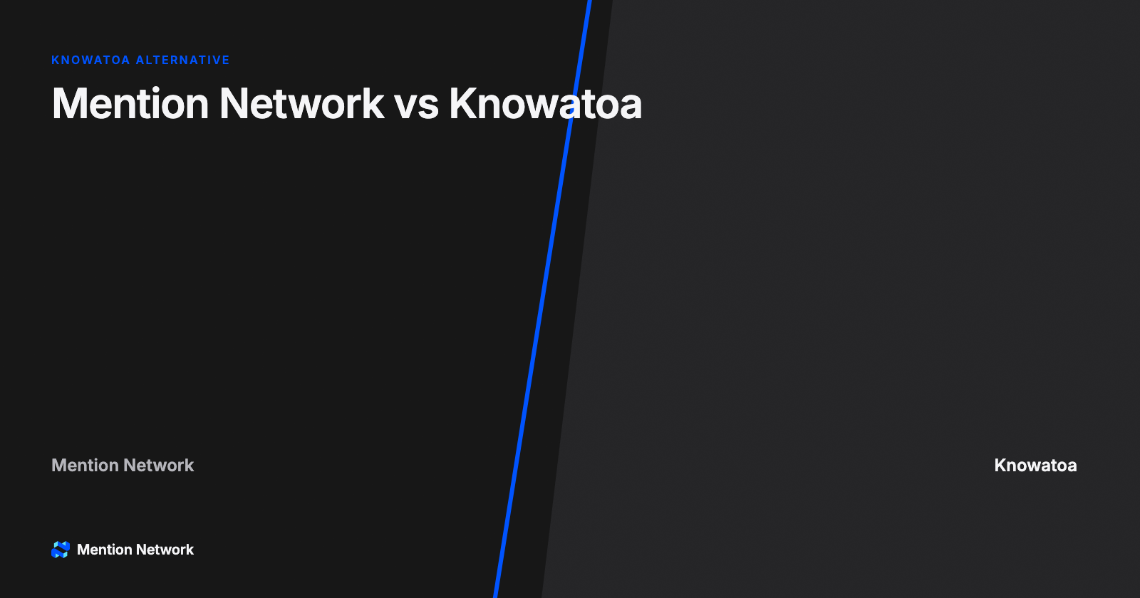 Split-style cover comparing Mention Network and Knowatoa for e-commerce AI visibility