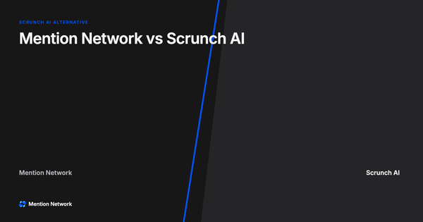 Split-style cover comparing Mention Network and Scrunch AI for e-commerce AI visibility